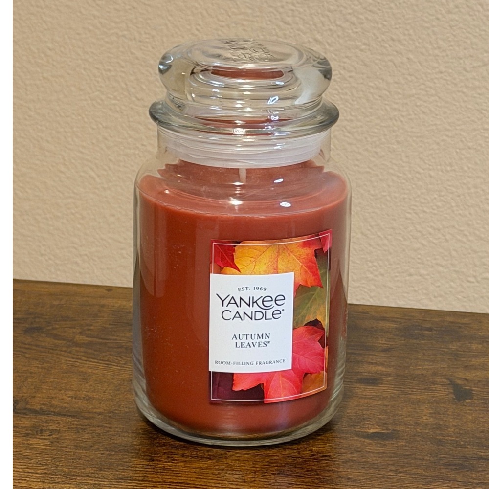 Yankee Candle Autumn Leaves Large Jar Scented Candle 22oz Red Orange Fall Scent